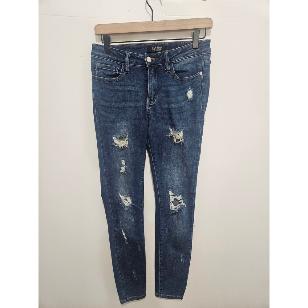 Judy Blue Skinny Fit Distressed Dark Wash Jeans JB8829 Size 7/28 Womens